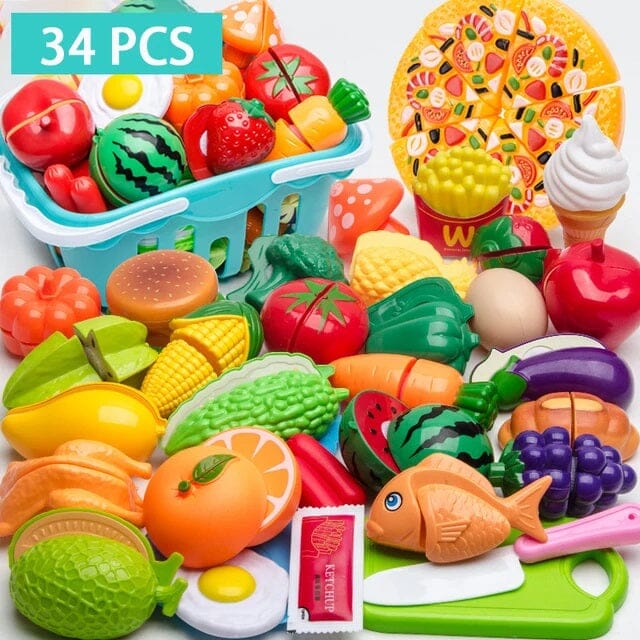 Conjunto de Comidas - Brinquedo de comidinhas divertidas para sua criança Conjunto - brin - 086 VF Villa Kids 34 Peças 