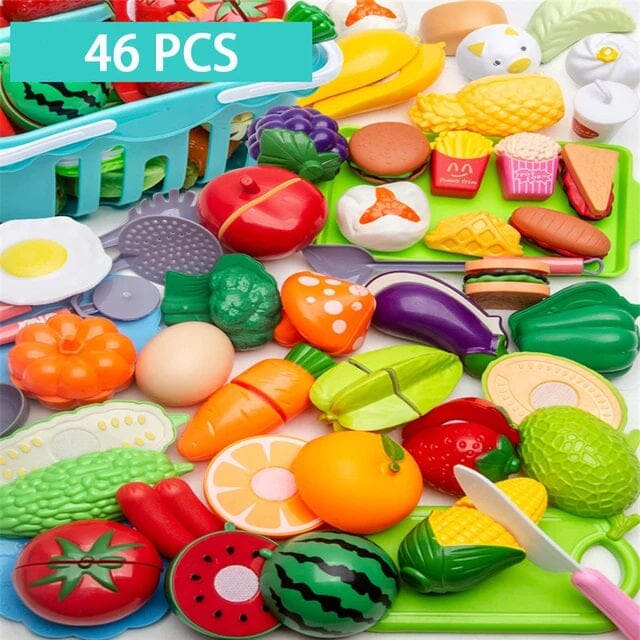 Conjunto de Comidas - Brinquedo de comidinhas divertidas para sua criança Conjunto - brin - 086 VF Villa Kids 46 Peças 