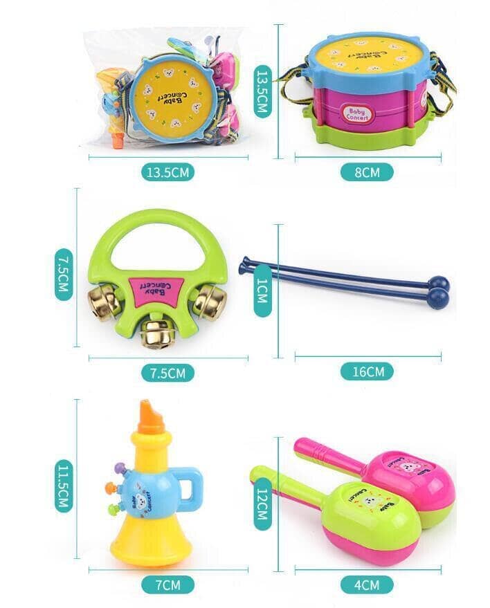 Baby Concert - Kit com 5 Instrumentos Musicais Infantis Baby Concert - brin - 011 VF Villa Kids 