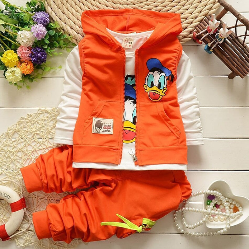 Conjunto Pato Donald com 3 Peças roupa2 VF Villa Kids Laranja 6 a 12 Meses 