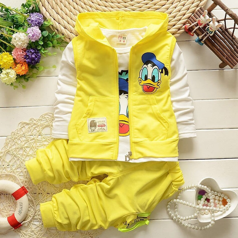 Conjunto Pato Donald com 3 Peças roupa2 VF Villa Kids Amarelo 6 a 12 Meses 