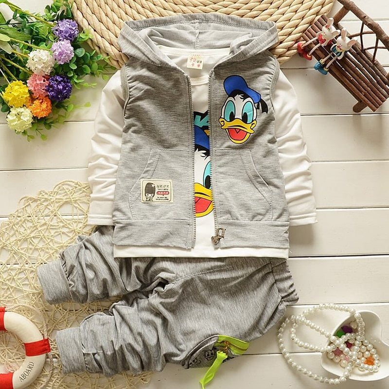 Conjunto Pato Donald com 3 Peças roupa2 VF Villa Kids Cinza 6 a 12 Meses 