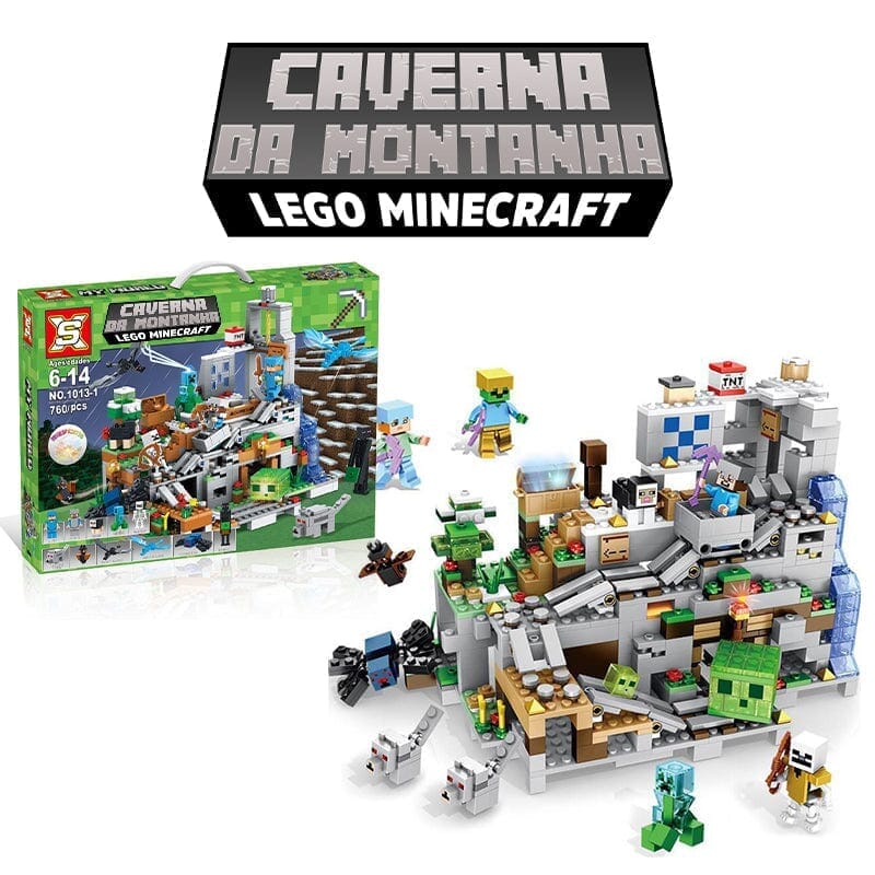 Bloco de Montar Minecraft - Modelo Caverna da Montanha Blocos - edu - 029 VF Villa Kids 