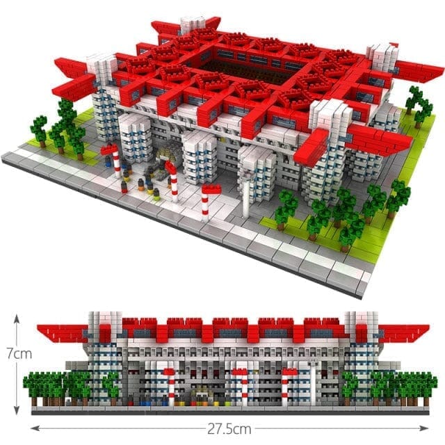 Blocos De Construção Estádio 380 Peças Blocos - edu - 026 VF Villa Kids Branco Com Vermelho 