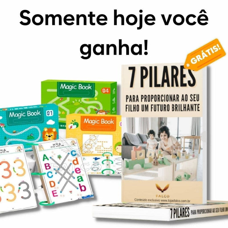 Caderno de Traço e Desenho Infantil Magic Book + Livro de Desenvolvimento Infantil (BRINDE!) Caderno de Traço e Desenho-edu-321 VF Villa Kids 