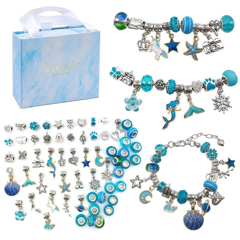 Kit Completo Pulseiras e Berloques tudo em Prata 925 Pulseira-brin-313 FAB Sereia Azul 