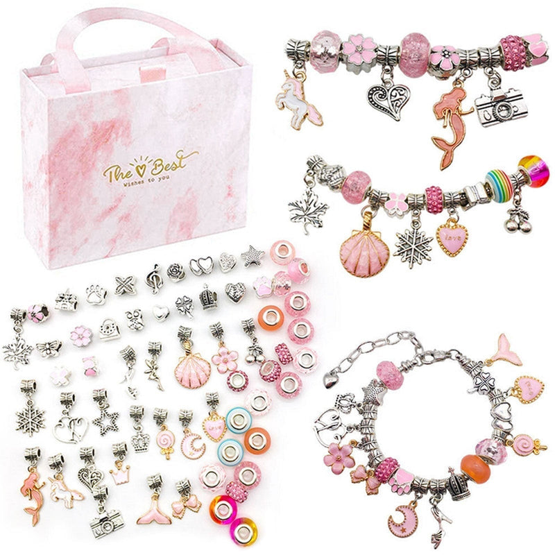 Kit Completo Pulseiras e Berloques tudo em Prata 925 Pulseira-brin-313 FAB Sereia Rosa 