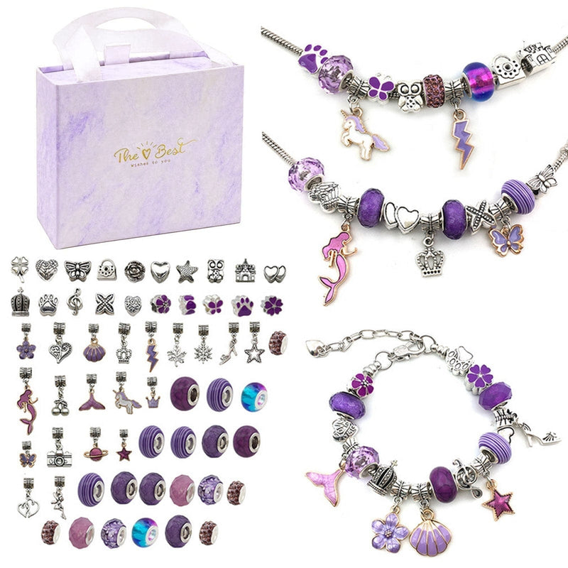 Kit Completo Pulseiras e Berloques tudo em Prata 925 Pulseira-brin-313 FAB Sereia Roxa 