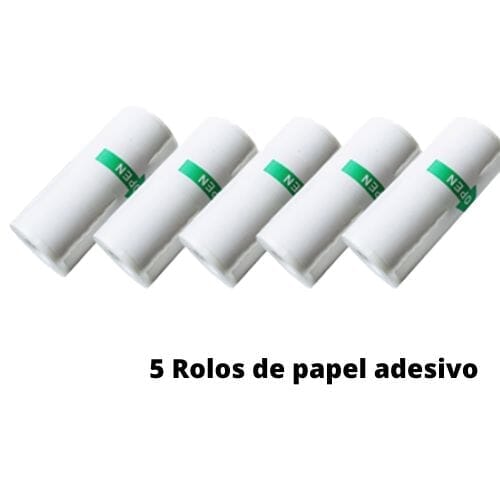 Mini Impressora Térmica portátil Infantil Mini Impressora-bri-374 VF Villa Kids 5 Rolos de Papel Adesivo 