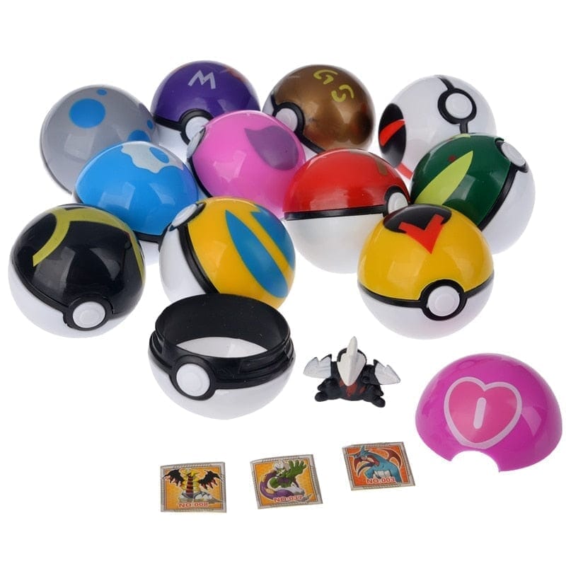 Pokebola Kit C/12 Pçs com Miniatura de Pokémon dentro Pokebola - -brin-196 VF Villa Kids 